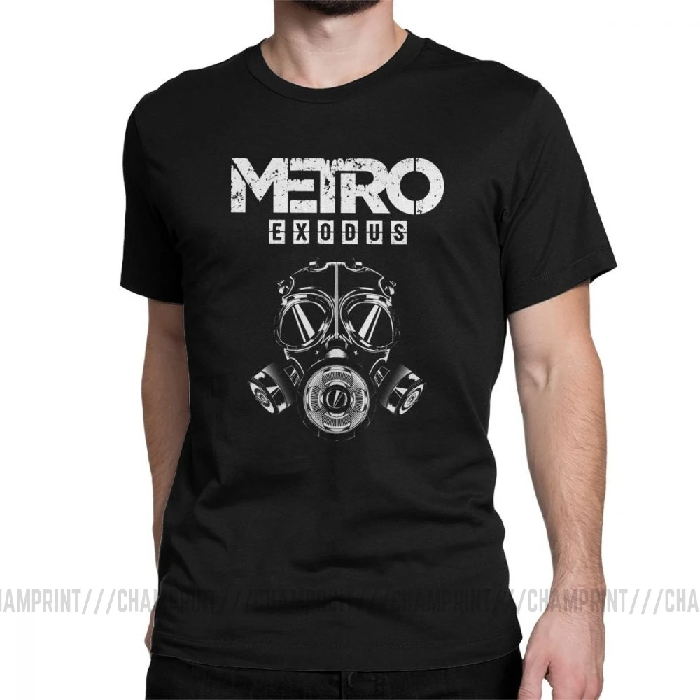 Мужская футболка Metro Exodus, футболки, противогаз, токсичные игры, игры Artyom Haunter, футболки с короткими рукавами, круглый вырез, одежда из чистого хлопка - Цвет: Черный