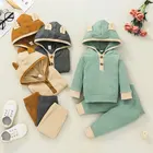 Комплекты одежды для маленьких мальчиков на весну-осень, модная одежда для новорожденных, наряд для девочек, толстовка с длинным рукавом и штаны, детская одежда для 3-18 месяцев