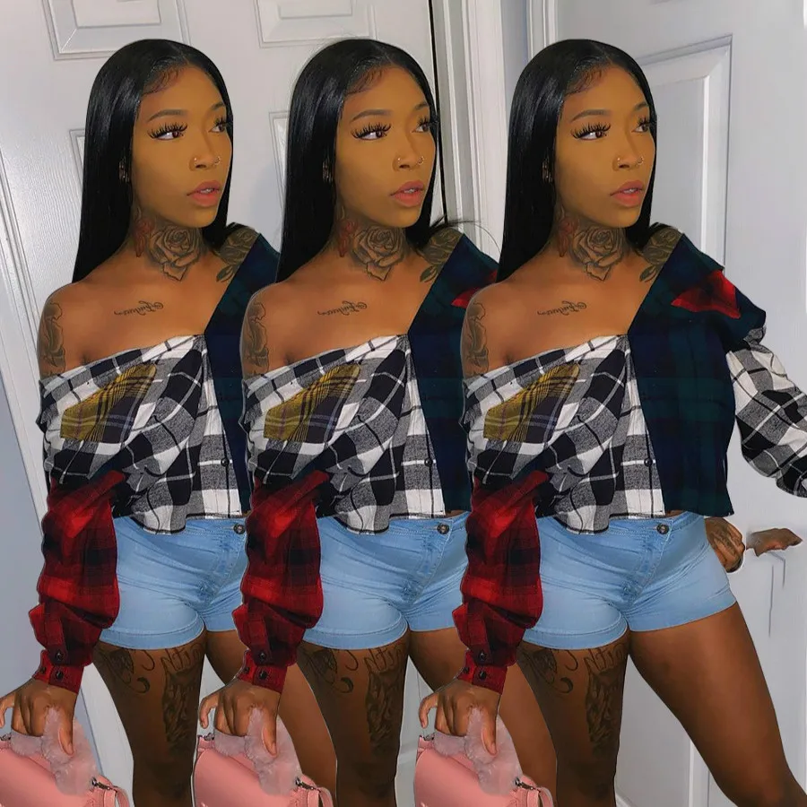 

Women's Spring and Autumn 2021 New Tops Fashion Casual Shirts Plaid Printed Shirts