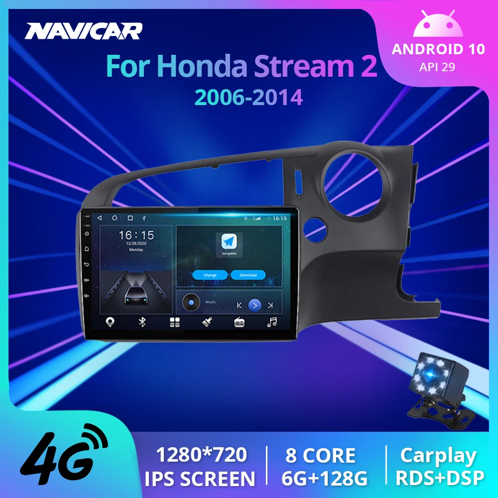 

Автомагнитола Carplay, 2 Din, Android 2006, для Honda Stream 2 2014-, GPS-навигация, автомобильный Bluetooth-плеер, стереоприемник, мультимедиа