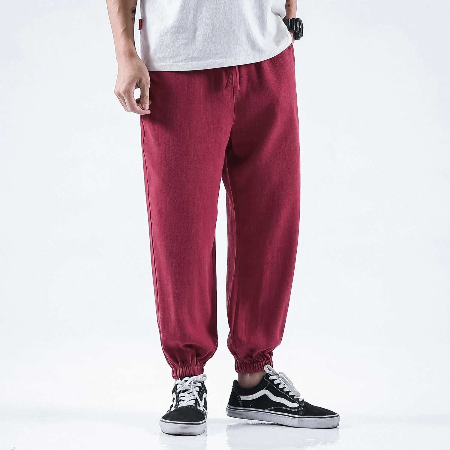 Мужские льняные шаровары тренировочные брюки в стиле Харадзюку свободные хип