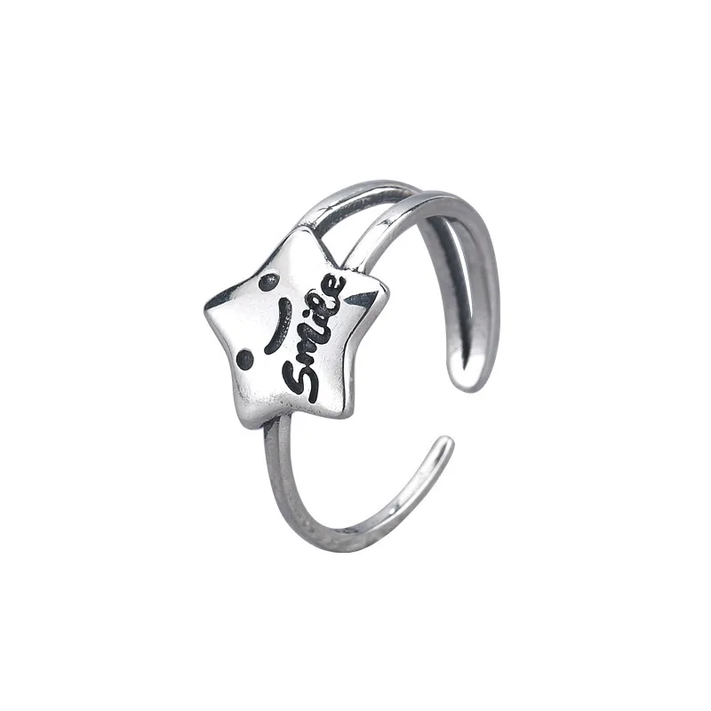 

QMCOCO 2021 New Style 925 Silver Star-Shape Ring For Women Wedding Party For Woman Finger Ring Jewelry Decoration