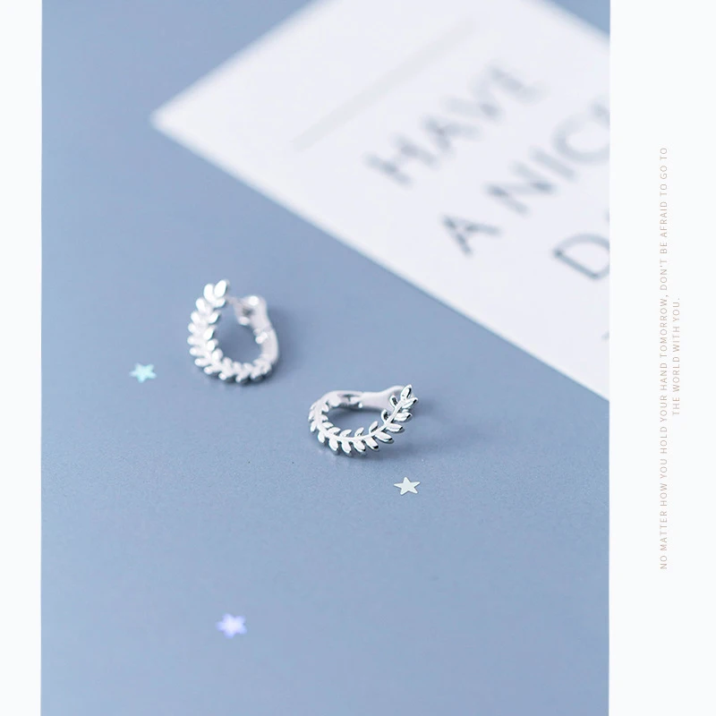 

Colusiwei New Arrival Genuine Sterling Silver 925 Hoop Earrings for Women Fashion Leaf Plant Ear Hoops Female Jewelry Brincos