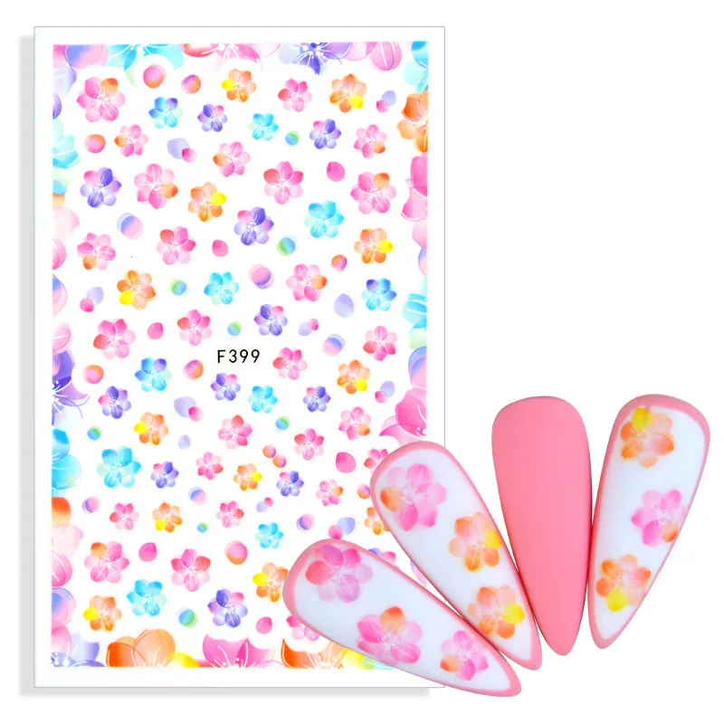 

1 лист мультяшных персонажей растения животные лесные цветы маленькие свежие цветы 3D наклейки для ногтей Hyuna стиль накладки для ногтей водо...