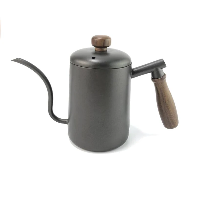 

Stainless Steel 600ML Coffee Pot Kitchen Drip Kettle Teapot Hand Punch Pot Swan Neck Thin Mouth Coffee Pot with Lid