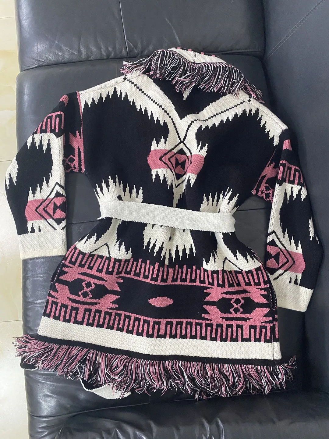 

Luxury 2021SS Spring Women High Quality Prints Tassel Knitted Coat Female Casual Sweater Cardigans