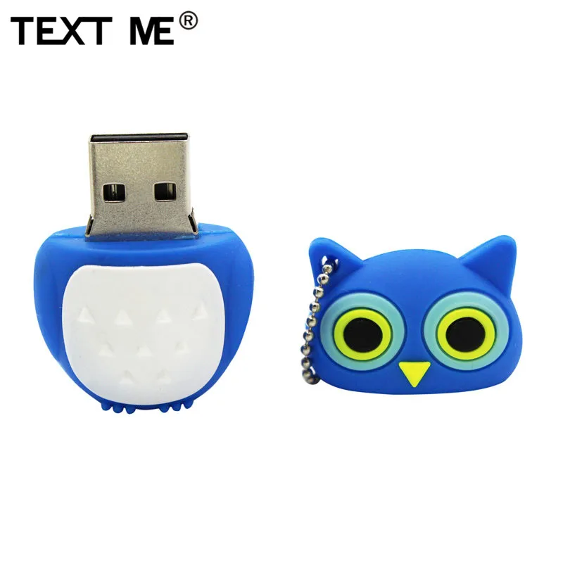 Usb флеш накопитель TEXT ME cartoon pendrive черный розовый синий коричневый с рисунком совы