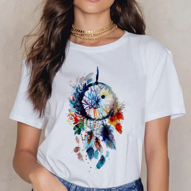 

Dreamcatcher drawing colorful Print Women Tshirt harajuku ropa mujer Graphic Female T Shirts casual Streetwear T-shirts Tees