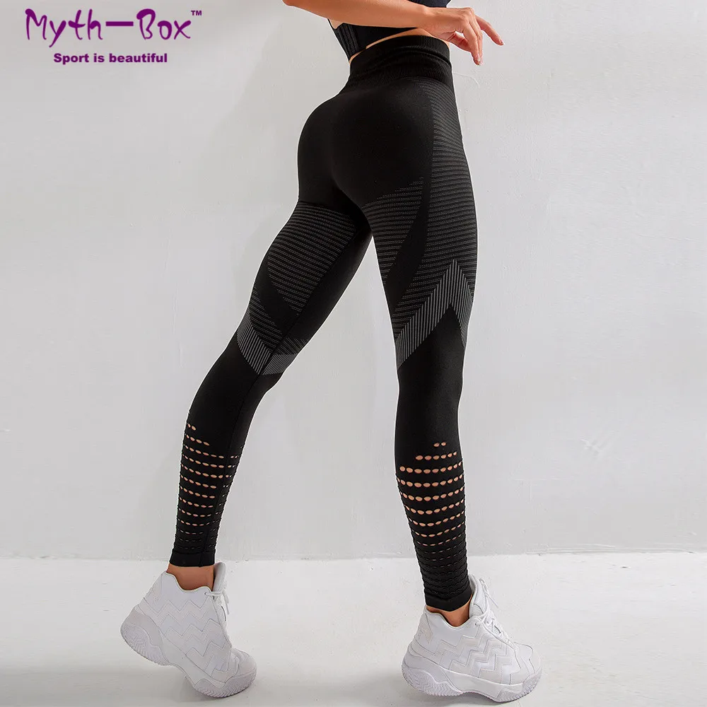 Yoga Pants Women Hollow Out Leggings Sport Woman Slim Running Trouser Sexy Hips Gym Pant Fitness Stipes Tights Quick Dry Leggins