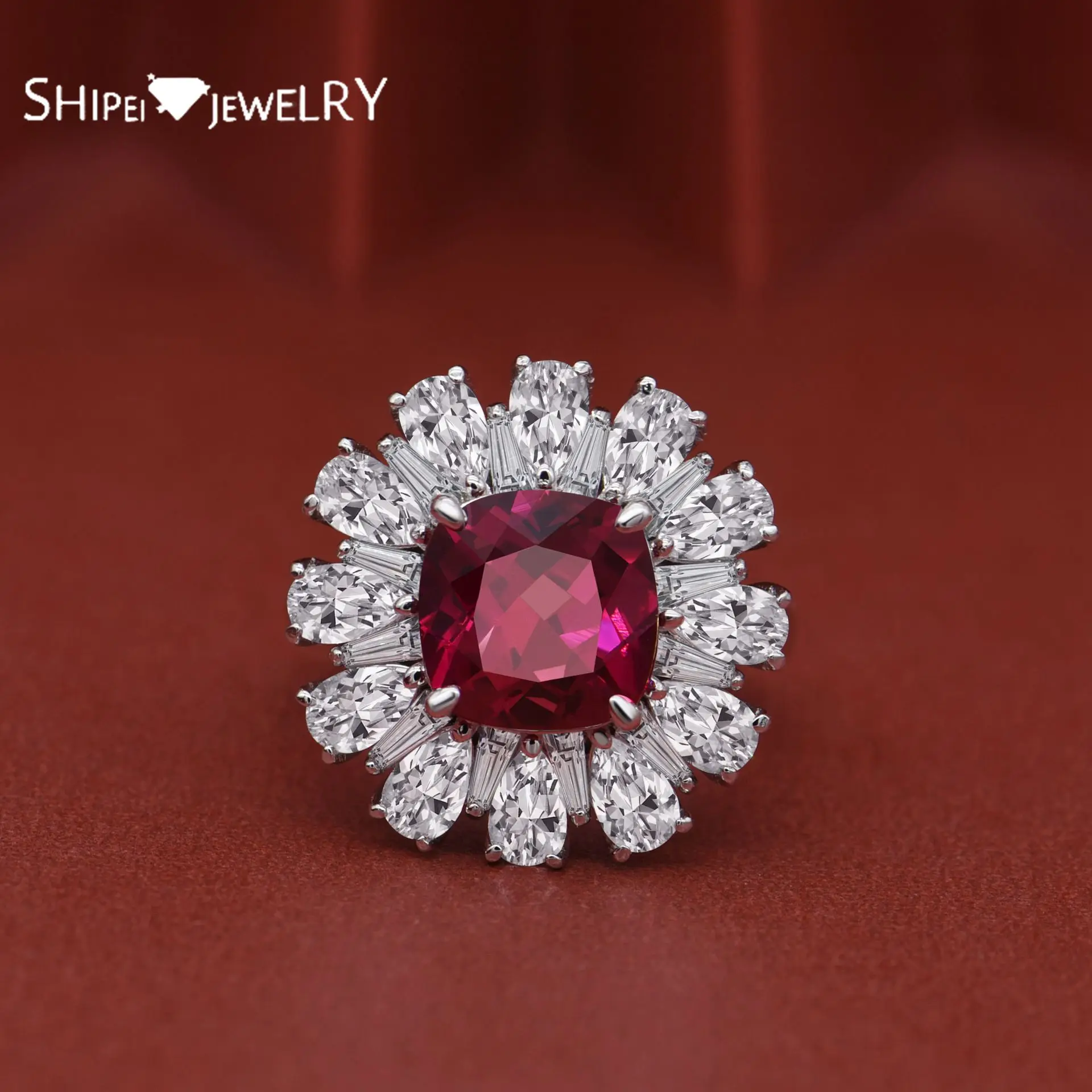 

Шипай Мода 925 из стерлингового серебра, рубиновое Squre грейтид Муассанит Бриллианты свадебные ювелирные украшения помолвка белое золото кол...