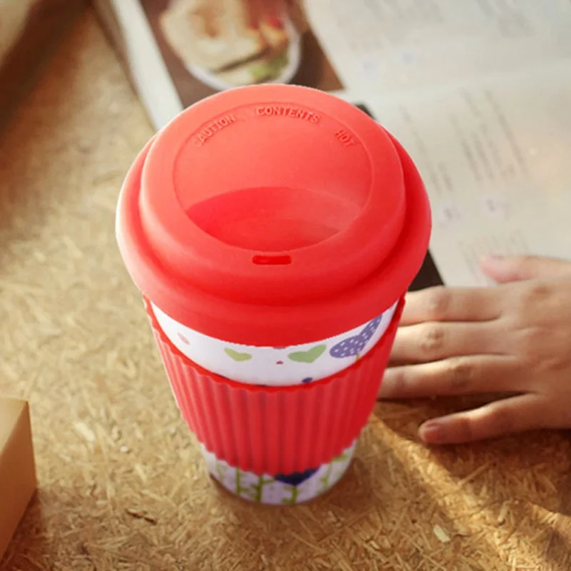 Кофейная кружка дорожная экологичное бамбуковое волокно с крышкой портативные