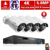 cctv camera security system kit 4k 4ch poe nvr kit outdoor cctv video surveillance system kit 5mp poe ip monitoring camera set