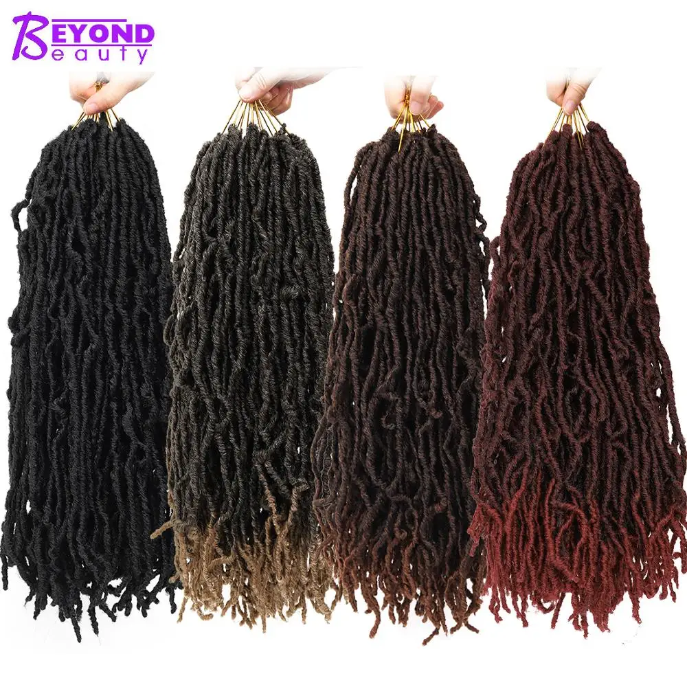 

18 inch Nu Locs Crochet Hair Synthetic Ombre Brown Black Braiding Hair Extension For Black Women 20 strands Faux Locs Braids