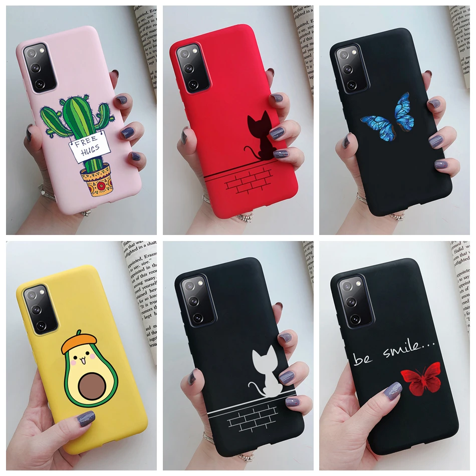 Чехол для Samsung Galaxy S20FE S21FE задняя крышка из ТПУ с милым котом КАКТУСОМ авокадо S20 Lite