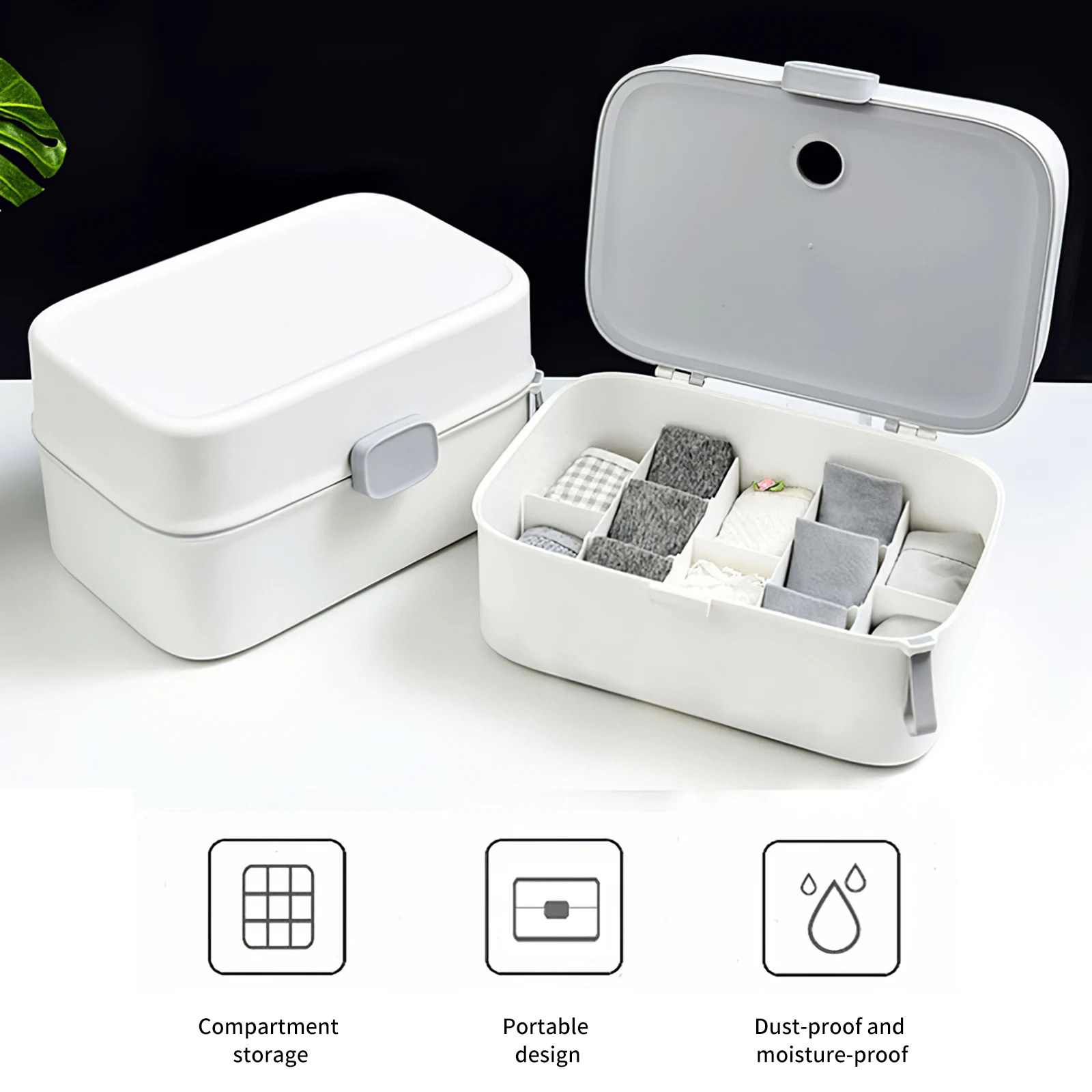 

12 Grids Storage Box Underwear Storage Box with Lid Plastic Socks Storage Box Portable Jewelry Cloth Organizer Functional Makeup