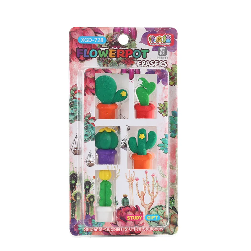 

Creative Rubber Set Children's Color Simulation Cactus Unicorn Cartoon Plant Eraser Stationery Set School Supplies Study Gifts