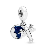 cute propeller airplane dangle fit original pan charms bracelet blue sky white clouds beads diy jewelry for women travel pendant