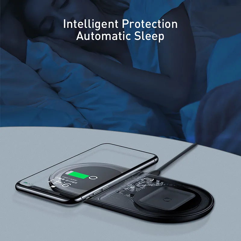 Беспроводное зарядное устройство Baseus 2 в 1 Qi 18 Вт для Airpods iPhone 11 pro Samsung S10 подставка