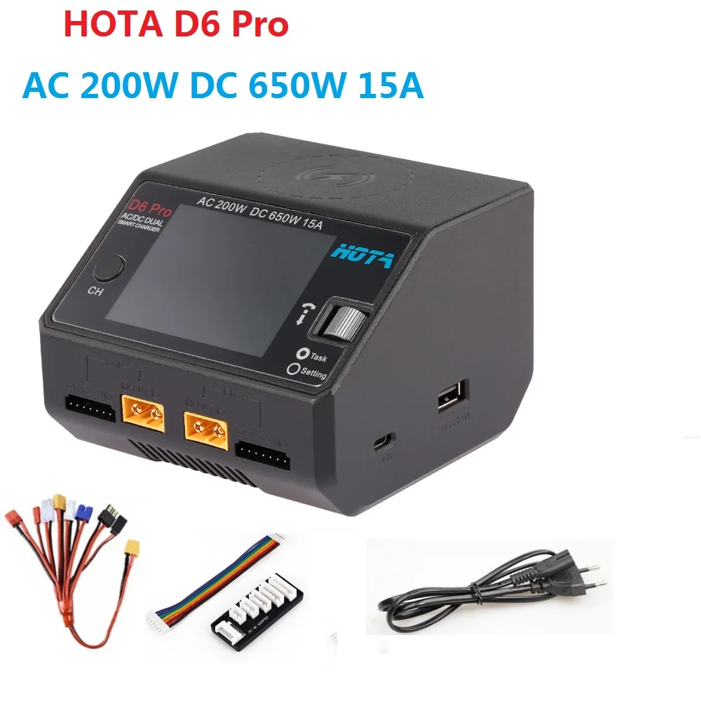 hota d6 pro ac 200w dc 650w 15a lipo charger with wireless charging for niznnicdnimh battery au plug black free global shipping