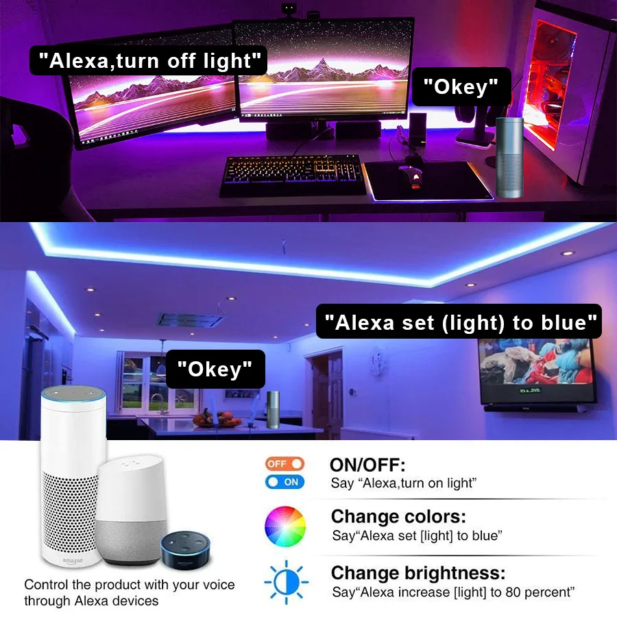 5 м 10 15 м/Smart Wifi светодиодные полосы Tuya рулон 5050 RGB затемненные LED работа с Alexa Google Home