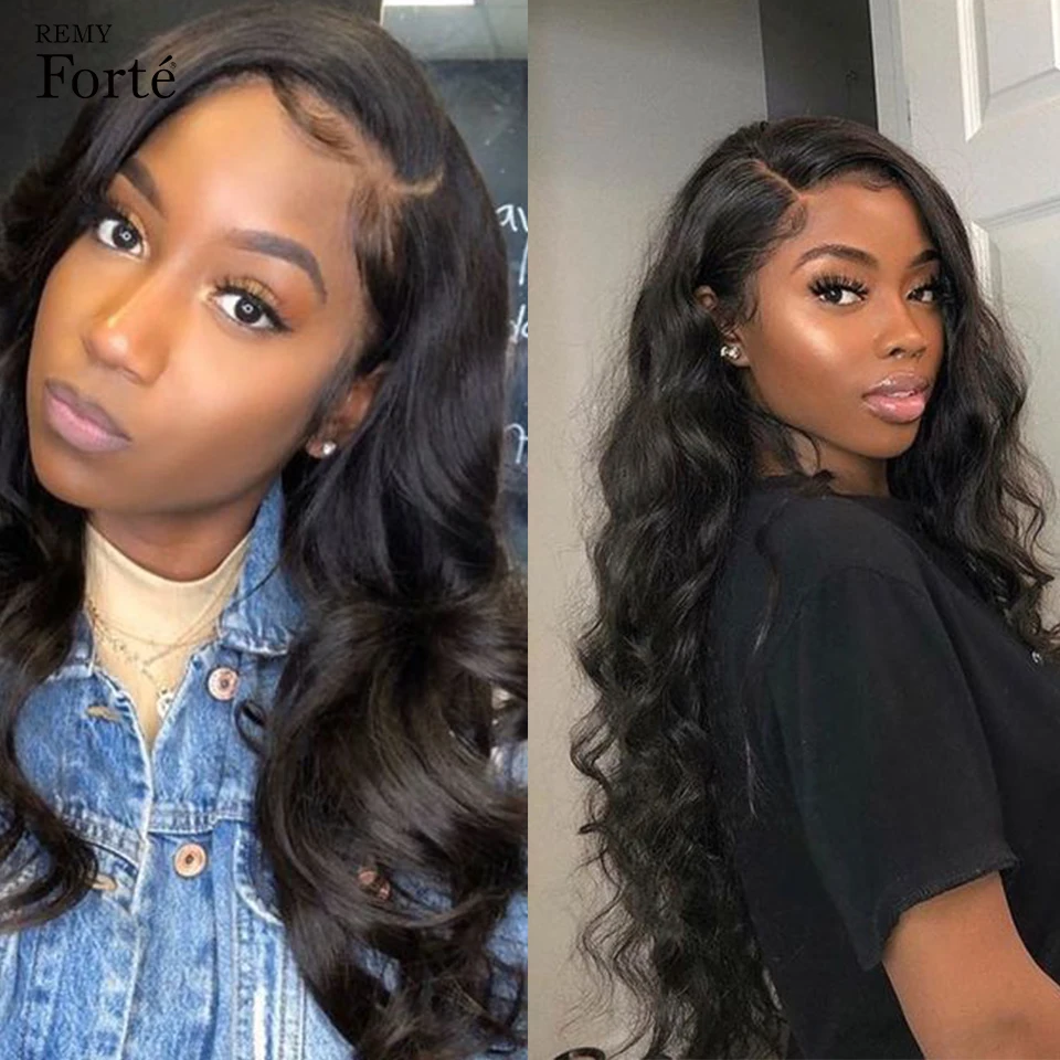 HD Transparent Lace Front Human Hair Wigs PrePlucked 180% Brazilian Body Wave Human Hair Lace Front Wigs 4x4 Lace Closure Wigs