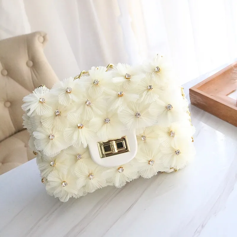 

Summer Appliques Flowers Bag Women Handbag 2021 Diamonds Leisure Shoulder Bags Ladies Fashion Pu Leather Single Crossbody Bags