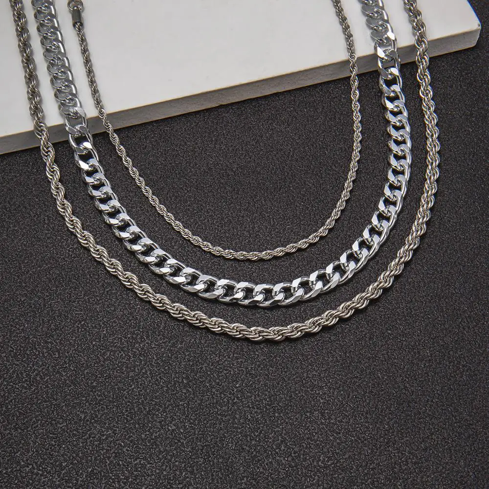 

IngeSight.Z Multi Layered Goth Gothic Metal Rope Chain Twisted Choker Necklace Chunky Thick Heavy Metal Long Necklaces Jewelry