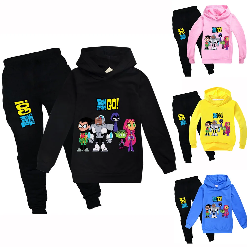 

Осенние комплекты детской одежды, толстовка с капюшоном и штаны Titans GO, комплект из 2 предметов, детские спортивные костюмы, спортивные костю...