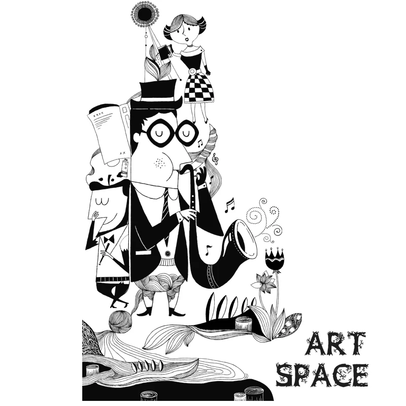 

Creative Abstract Characters Wall Stickers Black and White Art Posters Wall Decor Living Room Decals Door Sticker Home Decor