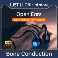 leti bone conduction headphones bluetooth wireless audifonos open ear hook with rgb light microphone earphone for night running