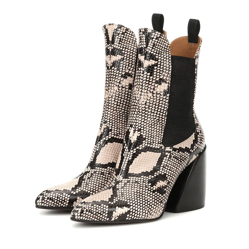 snake veins no fur BONJOMARISA; Новинка; Размеры 33-43; Роскошные брендовые дизайнерские ботиночки; женские Качественные ботильоны из натуральной кожи; коллекция года; женская обувь на высоком каблуке - Цвет: snake veins no fur