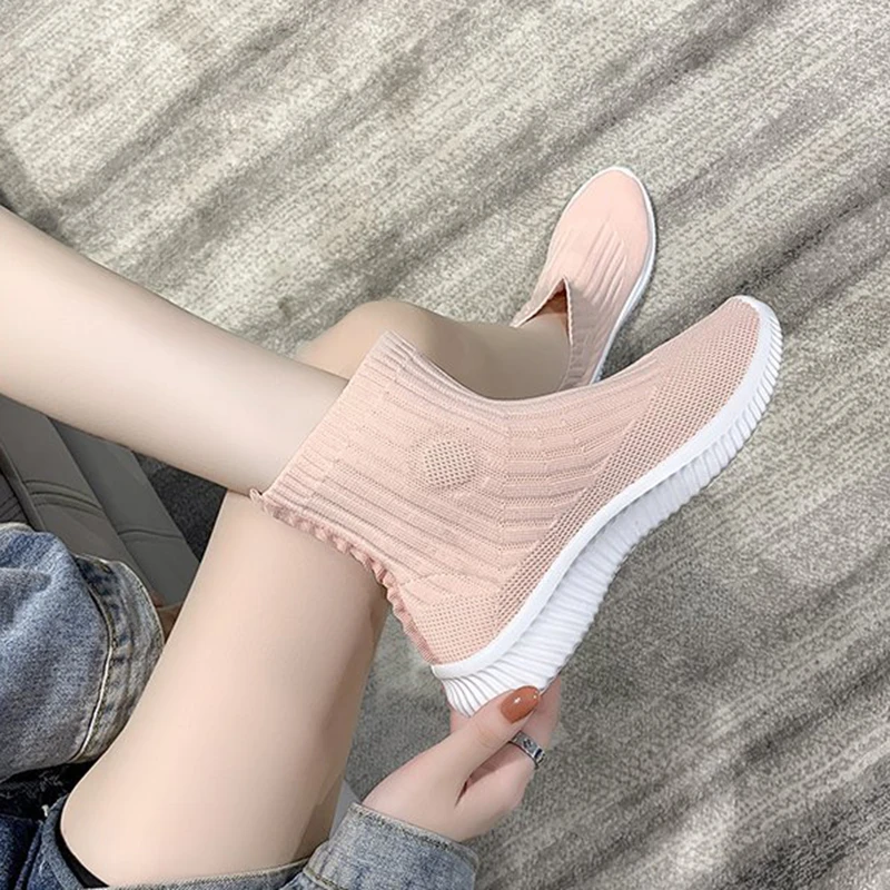

New socks shoes women stretch fabric comfortable casual thick-soled boots net celebrity knitted fashion hot-selling socks boots