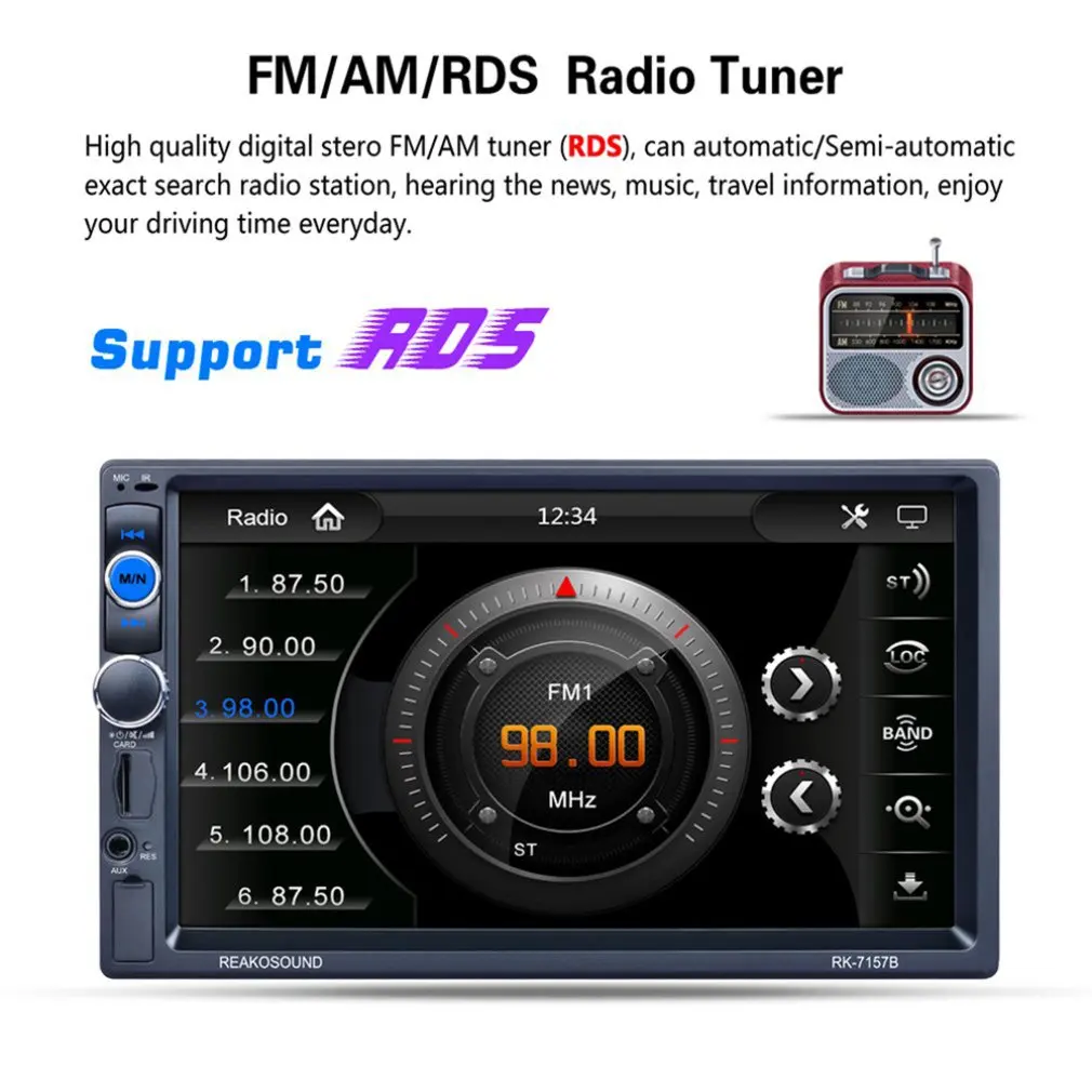 7 "HD lcd сенсорный экран 800*480 Автомобильный MP5 плеер 1080P цветов Кнопка задний