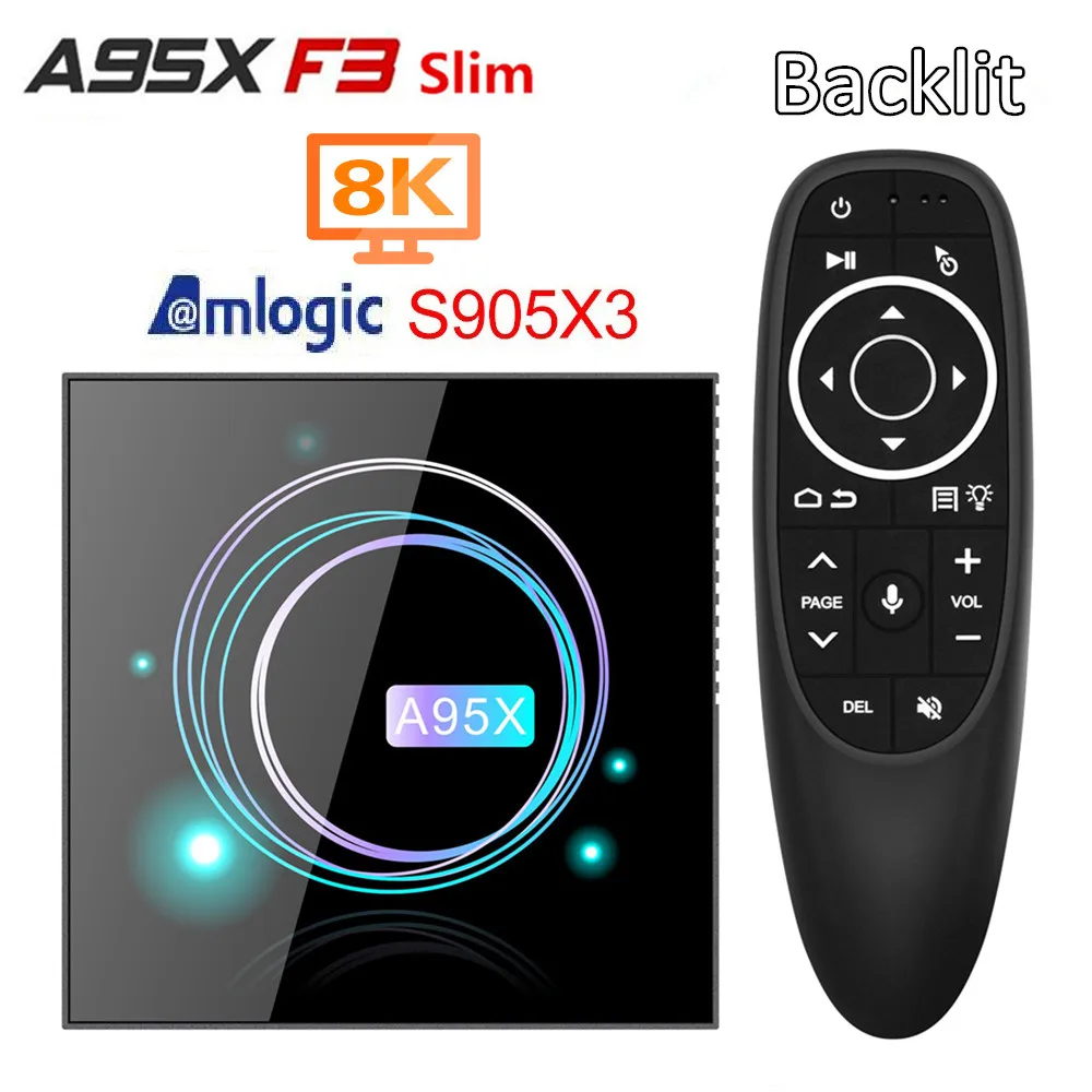 Android 9 0 Smart TV Box A95X F3 тонкий Amlogic S905X3 4GB 64GB 8K HD 5 0G Wi Fi медиа проигрыватель Google