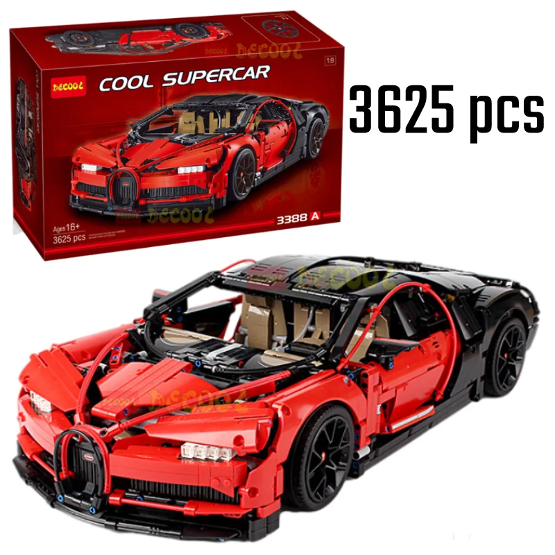 Высокотехнологичные строительные блоки Bugatti Chiron 3686 шт. 42083 1:8 синие 3388 модель
