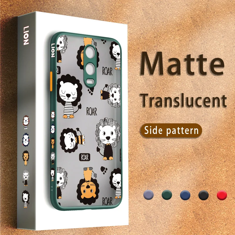 

Матовый Прозрачный чехол Skin Feel с мультяшным львом для OPPO R11 R11s R15 R17, милый Роскошный тонкий противоударный чехол ярких цветов