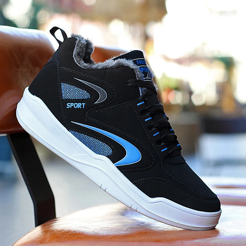 

Winter Shoes Men Fashion Outdoor Snow Sneakers Synthetic Leather Plush Casual Vulcanized Shoes Non-slip Warm Sports Shoes Male