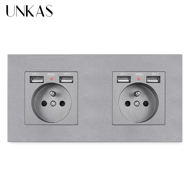 Черная пластиковая настенная розетка UNKAS из поликарбоната с 4 USB-разъемами