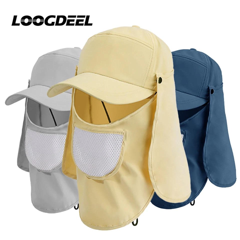 

LOOGDEEL Outdoor Climbing Suncreen Hat Men Women Breathable Skin-friendly Removable Quick-dry Anti-UV Hiking Fishing Camping Cap