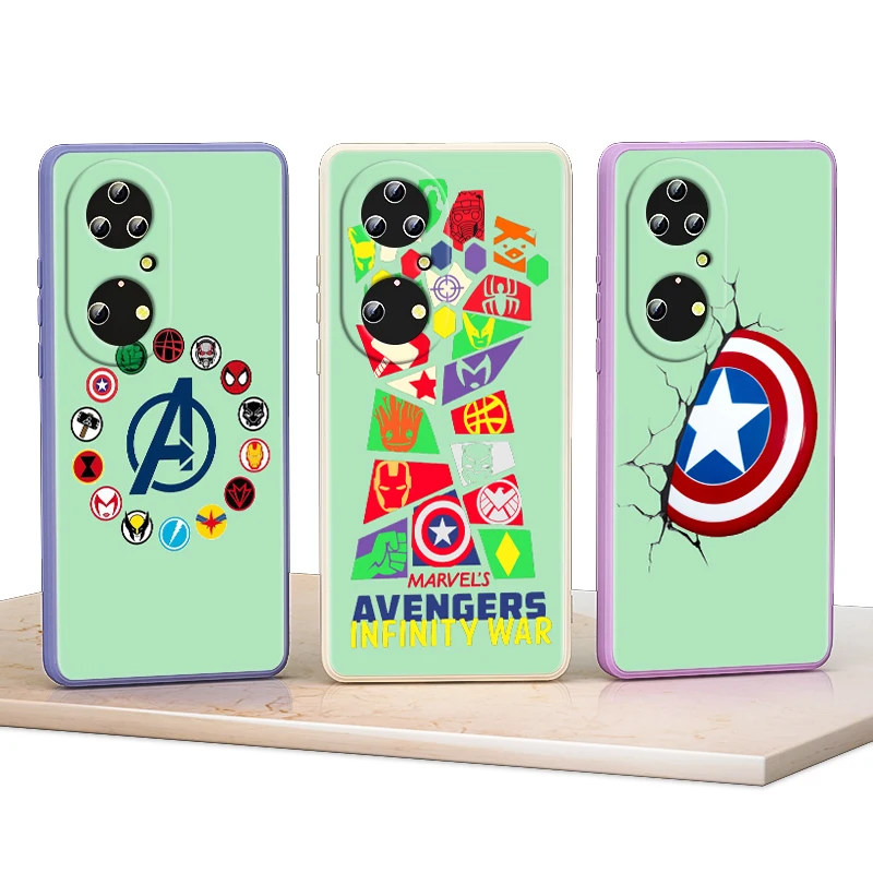 

Marvel Avenger Captain America For Huawei P50 P40 P30 P20 Mate 40 30 20 Pro Plus Lite Liquid Silicone Soft Cover Phone Case
