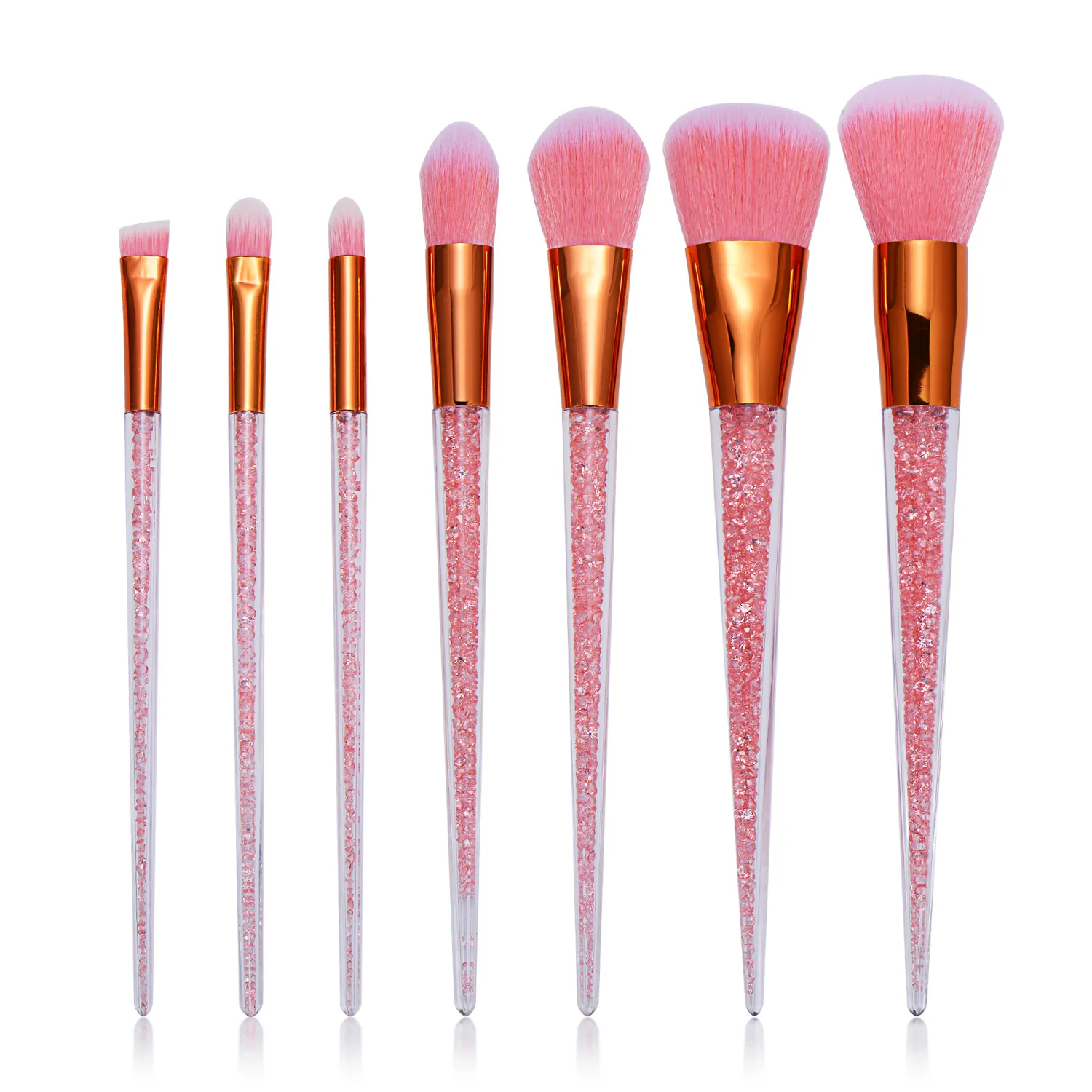 

7pcs/set Brushes transparent crystal handles Makeup particle makeup brush set beauty Women Beauty Glitter Make Up Brush Tools