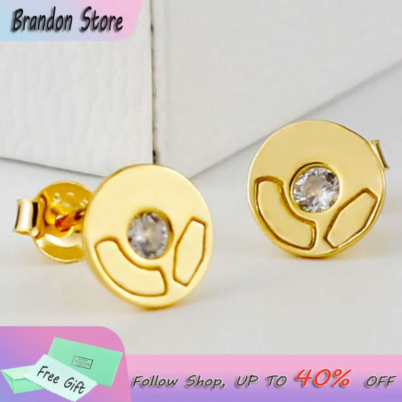 

New S925 Sterling Silver Earrings High Quality Fashion Tif Round Zircon Earrings Ladies Atmosphere Classic Luxury Jewelry Gift