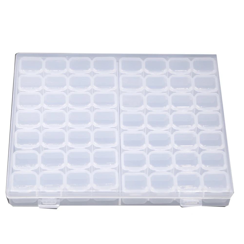 

Nail Art Storage Case 56 Grid Clear Rhinestones beads Storage Case Nail Jewelry Tool Box with Lid Display Container