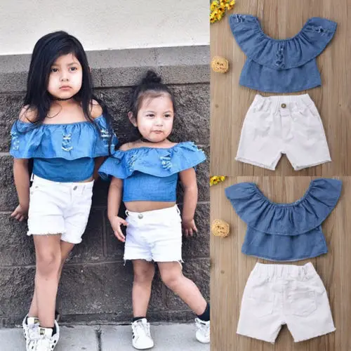 2018 новые летние синие джинсы без рукавов для маленьких девочек топы на бретелях
