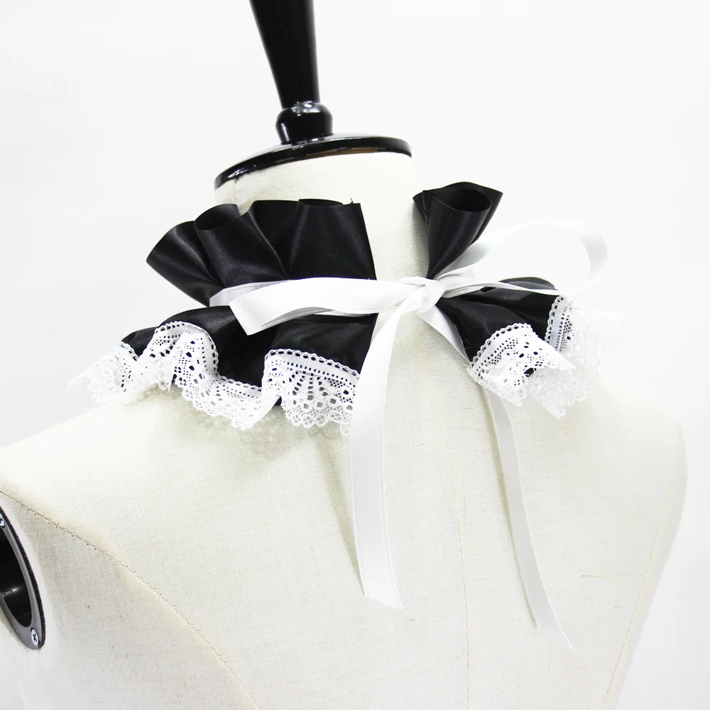 

2020 New lolita Fake Neck Collar Ruffled Neck Collar Clown Satin Choker Costume Halloween Cosplay Accessories