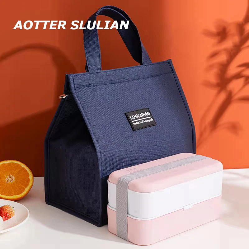 

Brand Designer Lunch Bags Large Capacity Solid Color Dinner Box Tote Food Drink Container Cooler Office Worker Student Handbag