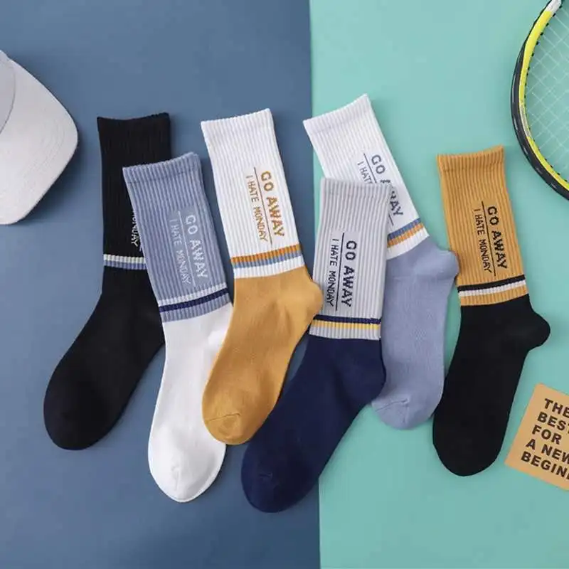 

1 Pair Autumn Winter New Fashion Trend Cotton Women Socks Casual Comfortable Soft Letter Printing Sports Style Men Socks