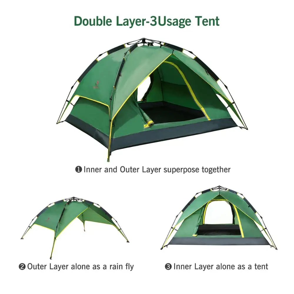 Bestellen KAMEL 3-4 Personen Double Schicht Pull Seil Automatische Zelt Outdoor Camping Wandern Zelt Wasserdicht Große Familie Zelte A9S3H8101