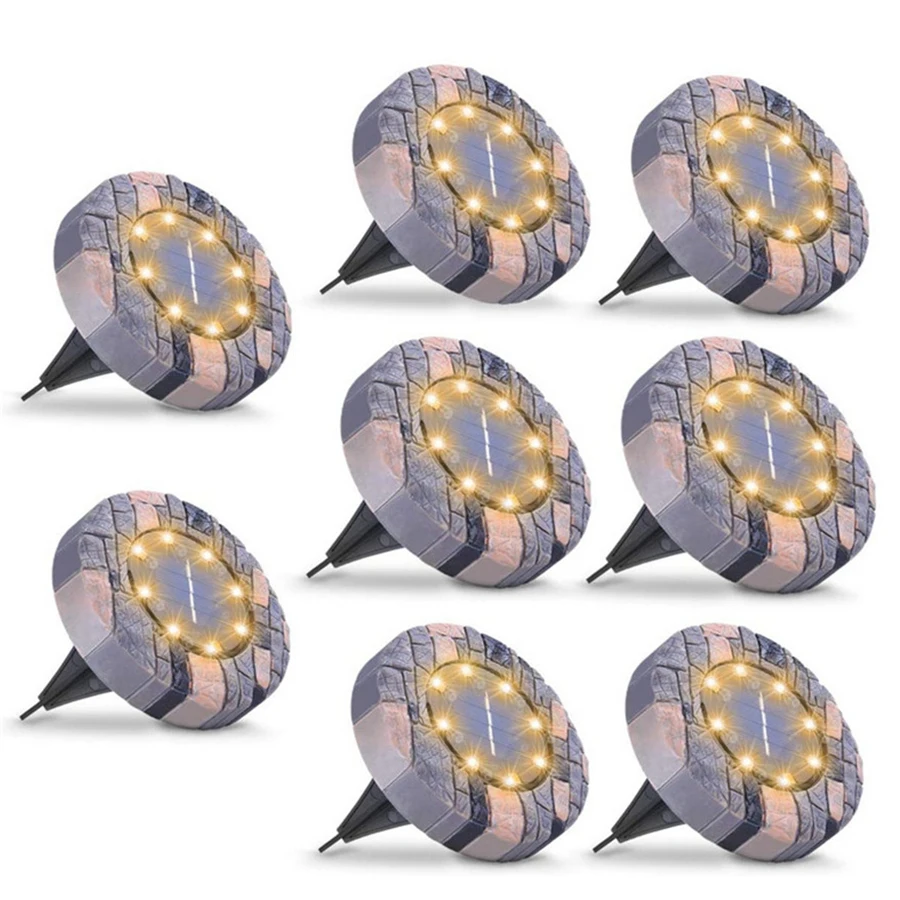 

8 светодиодный садовый светильник на солнечной батарее, солнечный наземный светильник, уличный Солнечный Ландшафтный фонарь для дорожек, с...