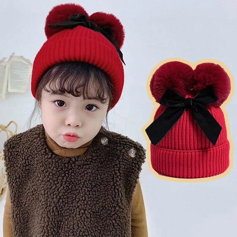 

Baby Stuff Double Pompom Hat Warm Thicker Children Infant Beanie Cap Bonnet Casquette Enfant Winter Knitted Kids Baby Girl Hat